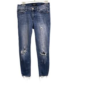 Judy Blue Size 7 28 Distressed Skinny Fit Jeans Raw Hem Stretch Casual